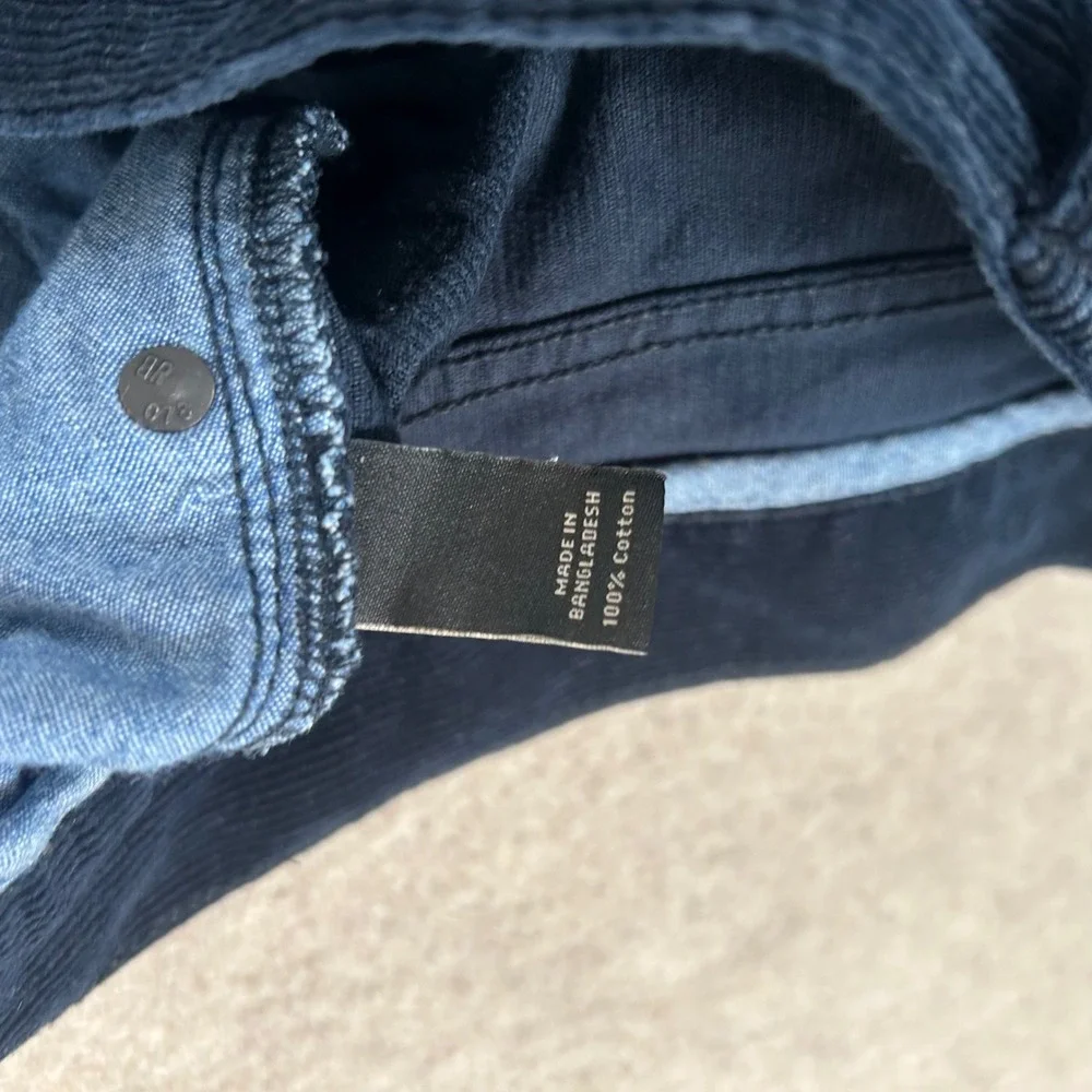 Banana Republic Corduroy Pants Mens 34x32 Navy Blue Pima Cotton Straight‎ Leg